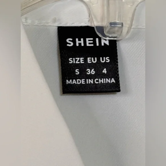 SHEIN Elegant White Ruffled Blouse Neck Tie Sz Small - Picture 6 of 7